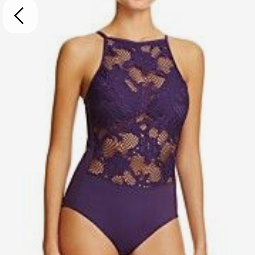 Elegant Purple Lace One-Piece Swimsuit